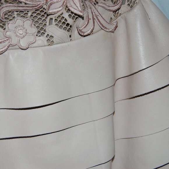 Valentino ❤️ RUNWAY Light Pink Nude Real Leather 3D floral Flower Dress Size 2 - Picture 7 of 15